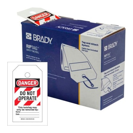 Brady Brady 150502 RipTag Safety Tag Roll Do Not Operate, 3"W x 5.75"H, 250/Roll, Red Stripes 150502